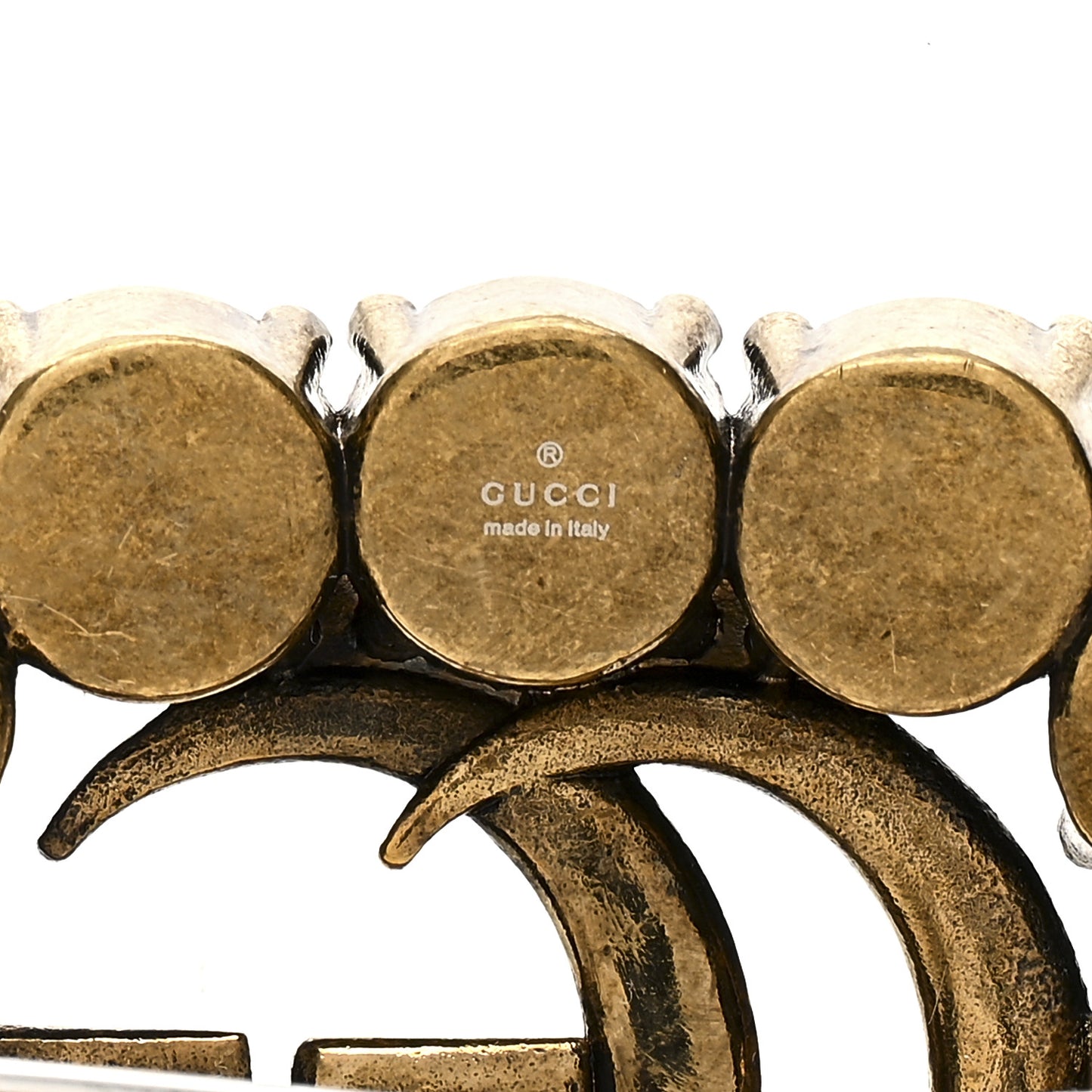 Metal Crystal Double G Brooch Aged Gold