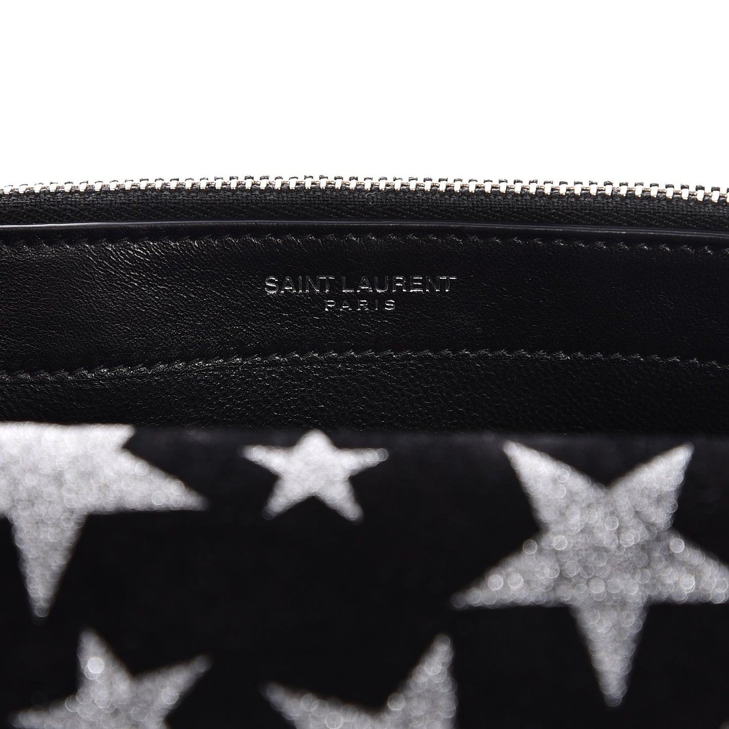 Suede Calfskin Monogram Tassel Stars Chain Wallet Black