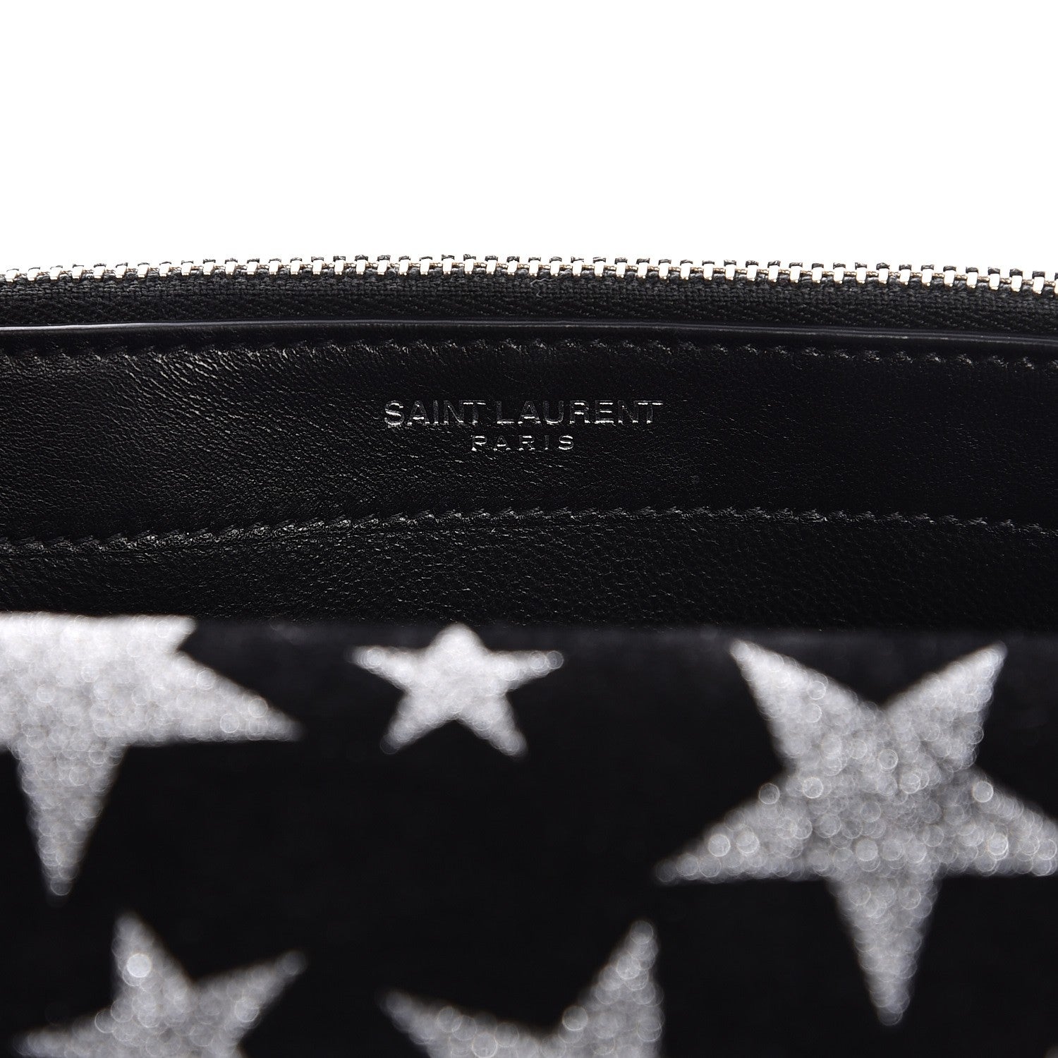 Saint Laurent Suede Calfskin Monogram Tassel Stars Chain Wallet Black 7 of 10