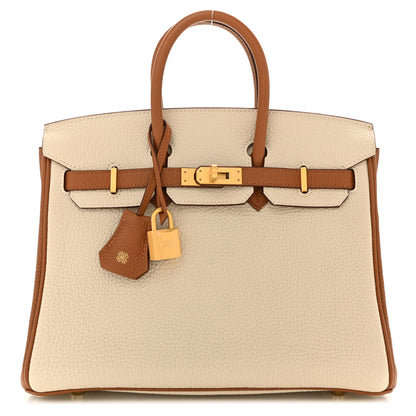 Hermes Togo Horseshoe Birkin 25 Craie Gold 1 of 11