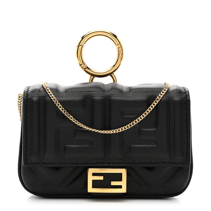 Fendi Nappa Matisse FF Embossed Nano Baguette Charm Black 1 of 13