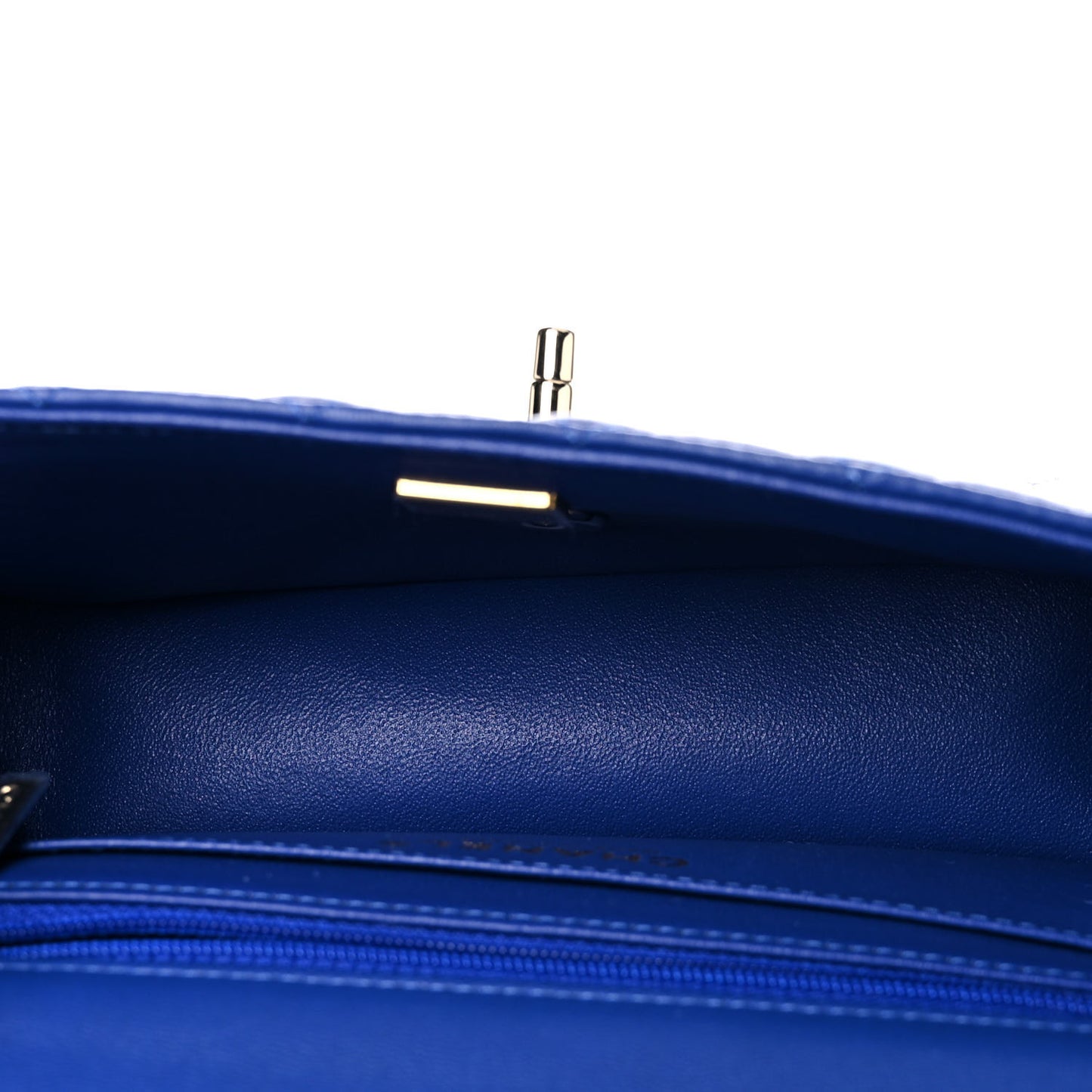 Lambskin Quilted Mini Top Handle Rectangular Flap Dark Blue