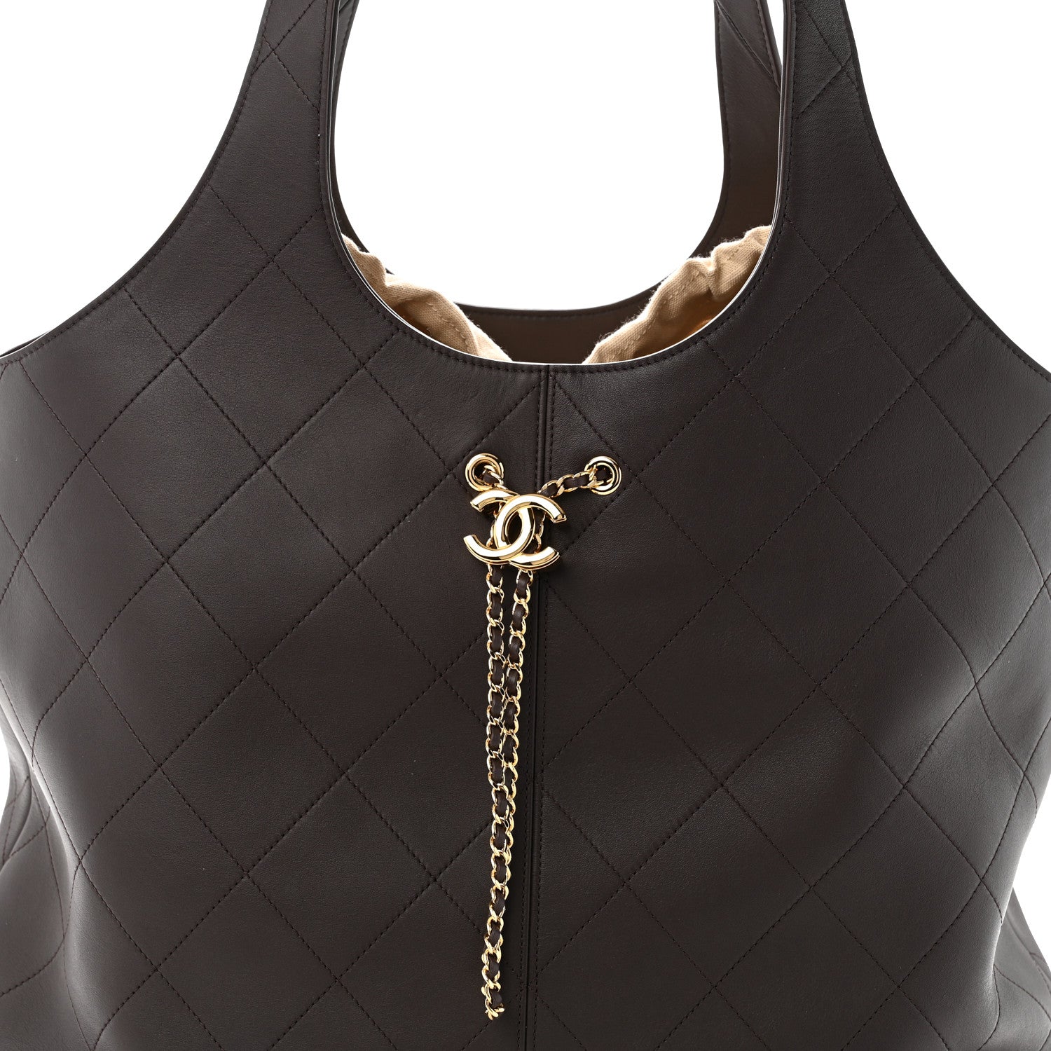 Chanel Calfskin Stitched Maxi Shopping Bag Dark Brown 8 of 11