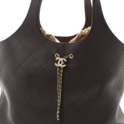 Chanel Calfskin Stitched Maxi Shopping Bag Dark Brown 8 of 11
