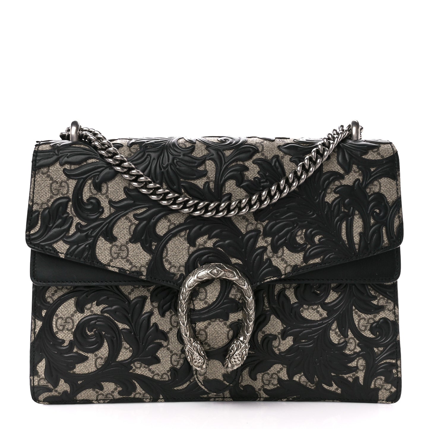GG Supreme Monogram Arabesque Medium Dionysus Shoulder Bag Black