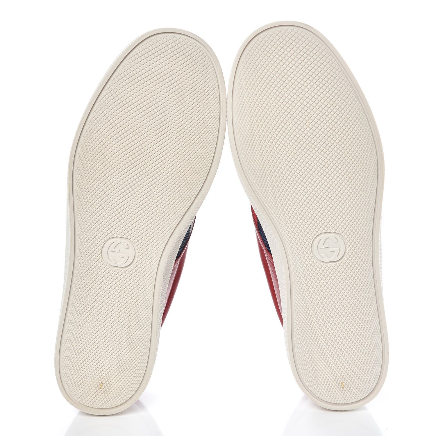 Gucci Canvas Sylvie Stripe Logo Mens Dublin Slip On Sneakers 8 Mystic White Hibiscus Red Maritime 5 of 8
