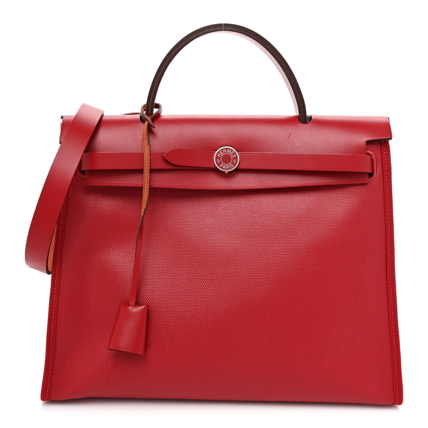 Hermes Toile H Berline Vache Hunter Herbag Zip PM 31 Rouge Piment Ecru 3 of 11