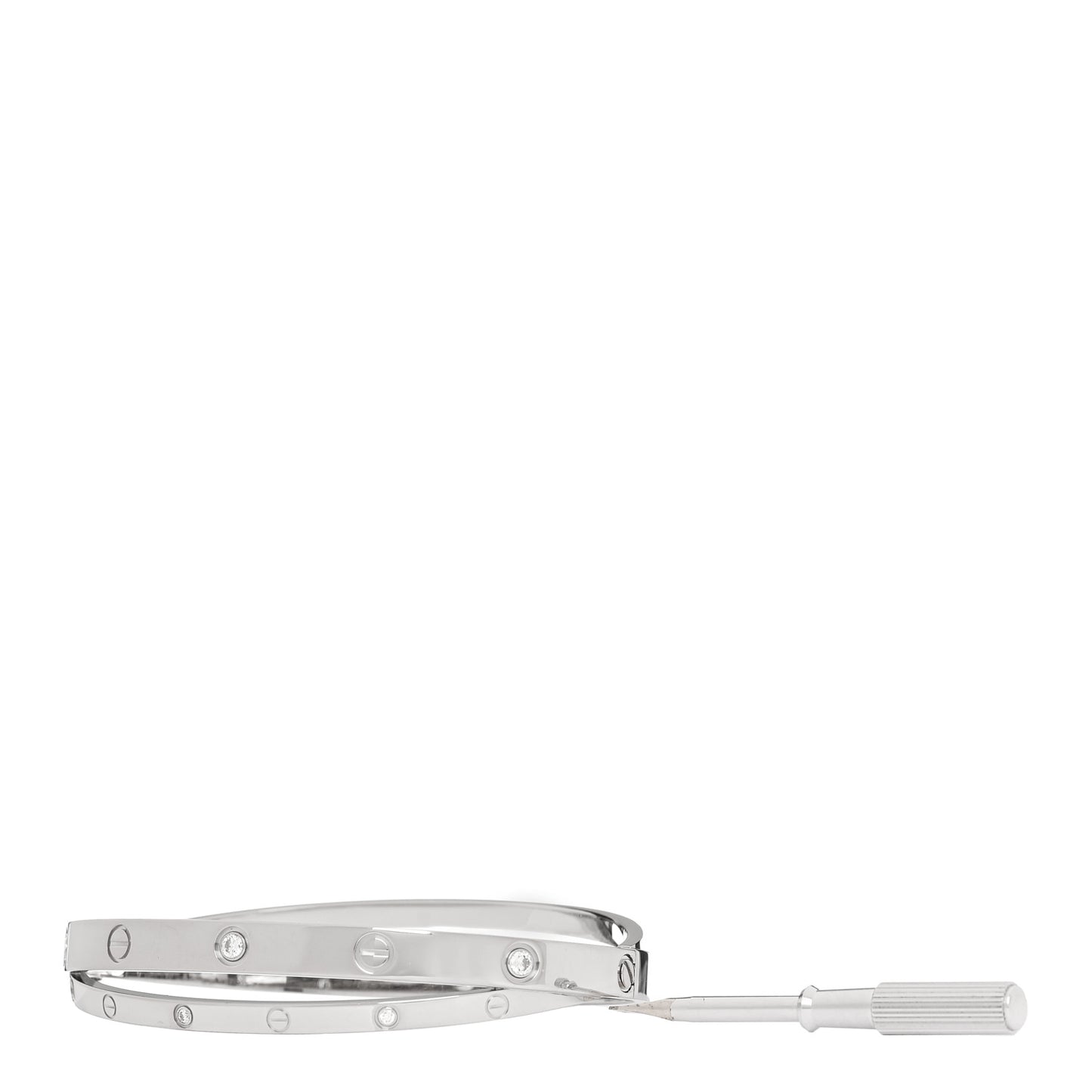18K White Gold 12 Diamond Double LOVE Bracelet 19