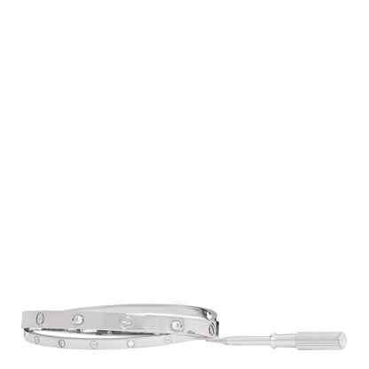 Cartier 18K White Gold 12 Diamond Double LOVE Bracelet 19 4 of 10
