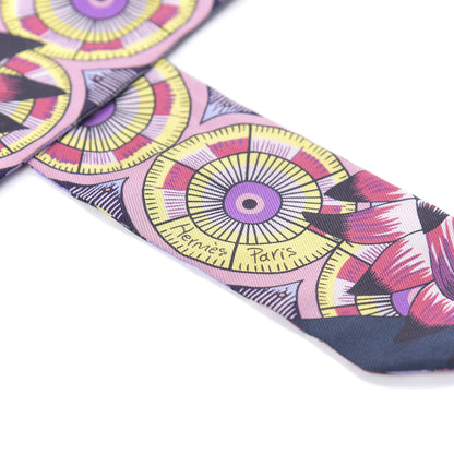 Hermes Silk Savana Dance Twilly Mauve Jaune Rose 3 of 3