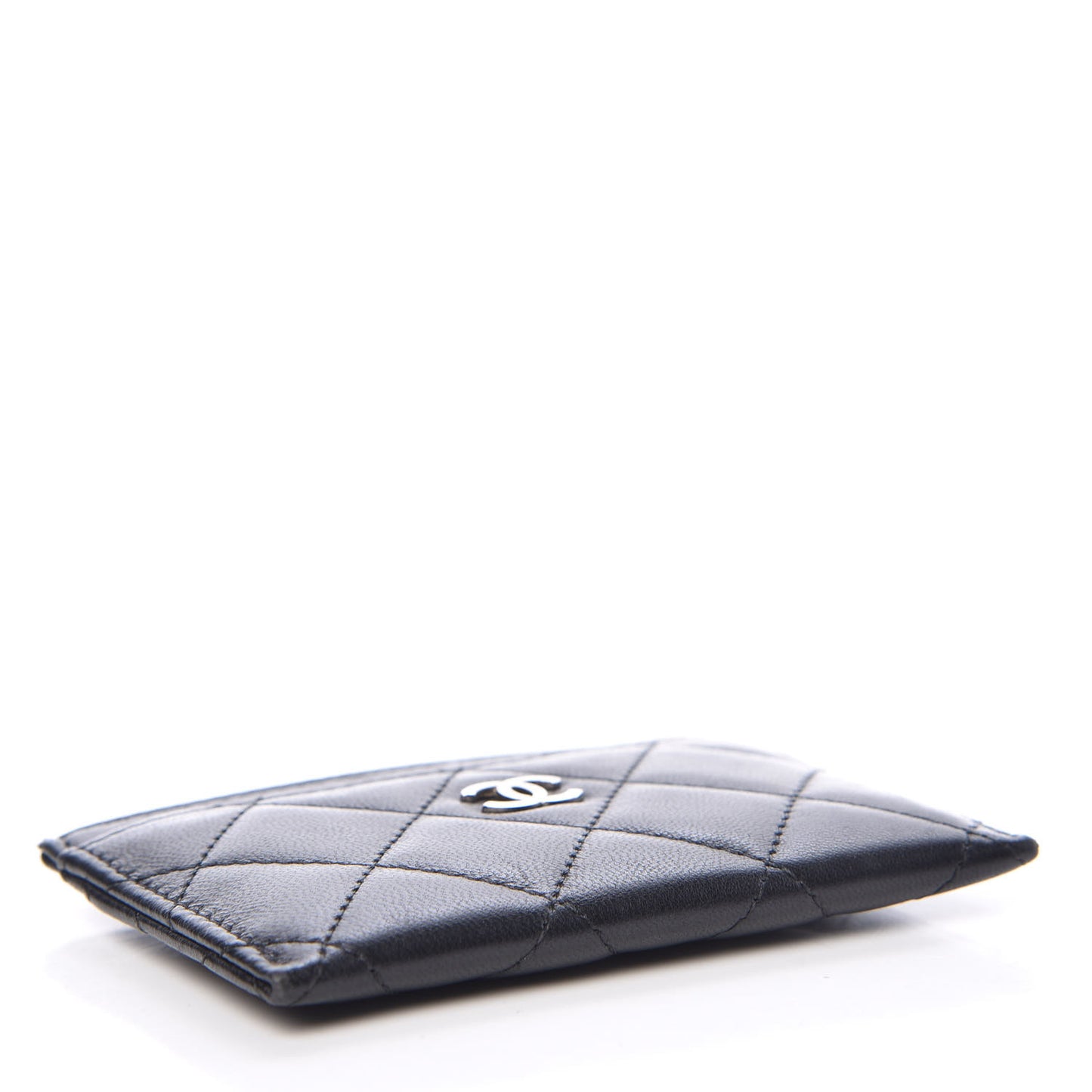 Lambskin Quilted Card Holder Black