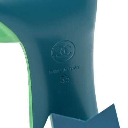 Chanel Patent CC Mules 35 Green Turquoise 6 of 8