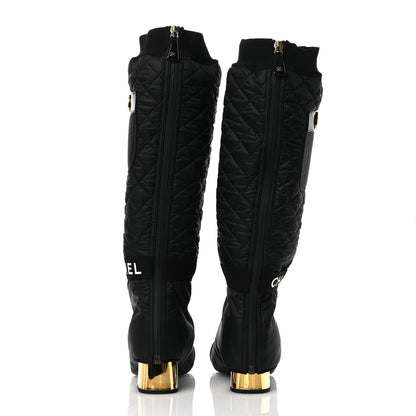 Chanel Mixed Fibers Lambskin Patent Calfskin Convertible High Boots 38 Black 11 of 22