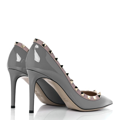 Valentino Garavani Patent Rockstud 85mm Pumps 38 Light Stone Poudre 4 of 9