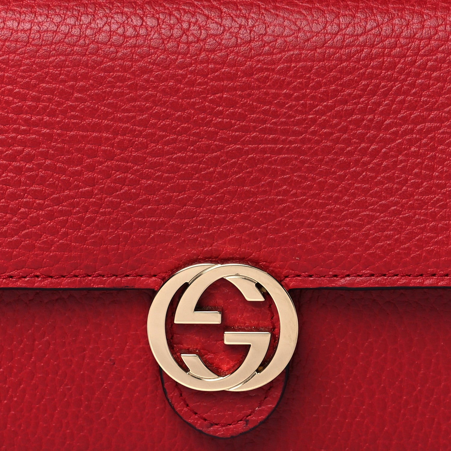 Gucci Dollar Calfskin Interlocking G Chain Wallet Red 7 of 10