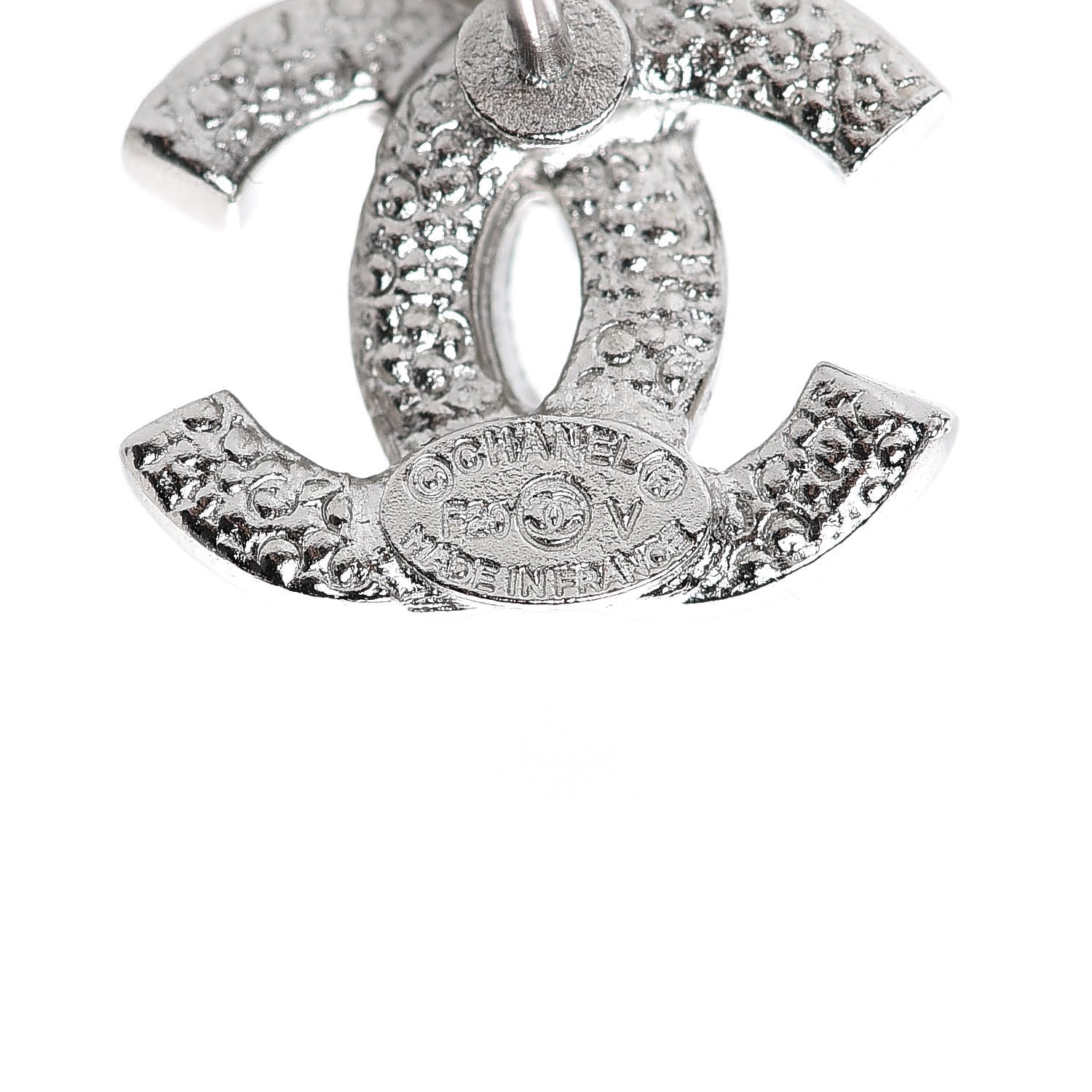 Chanel Crystal Mini Timeless CC Earrings Silver 4 of 5
