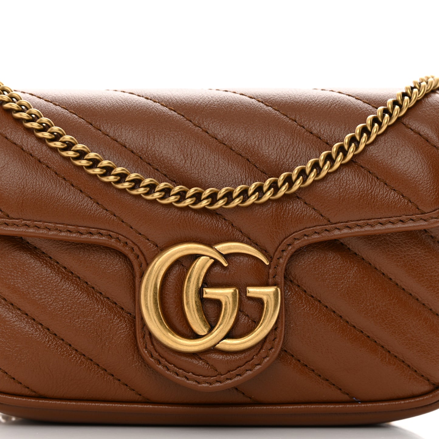 Azalea Calfskin Matelasse Diagonal Super Mini GG Marmont Shoulder Bag Cuir