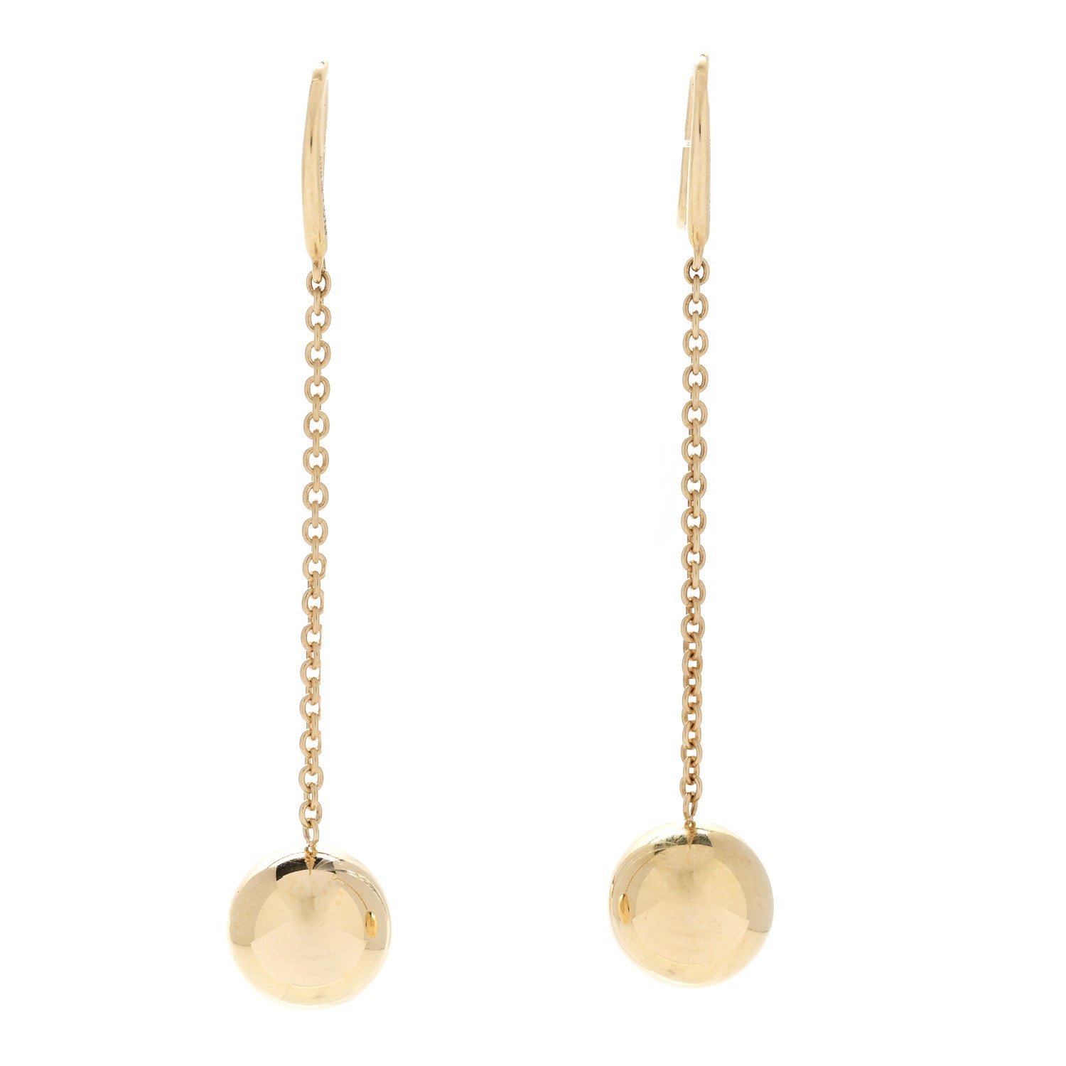 Tiffany 18K Yellow Gold 10mm HardWear Ball Hook Drop Earrings 1 of 5