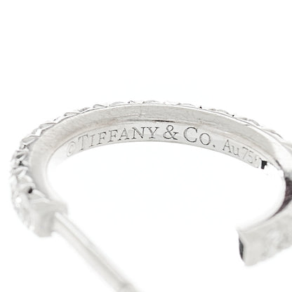 Tiffany 18K White Gold Diamond Small Metro Hoop Earrings 4 of 5