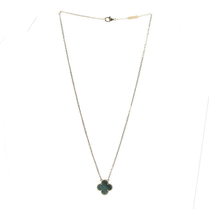 Van Cleef & Arpels 18K Yellow Gold Malachite Vintage Alhambra Pendant Necklace 2 of 6