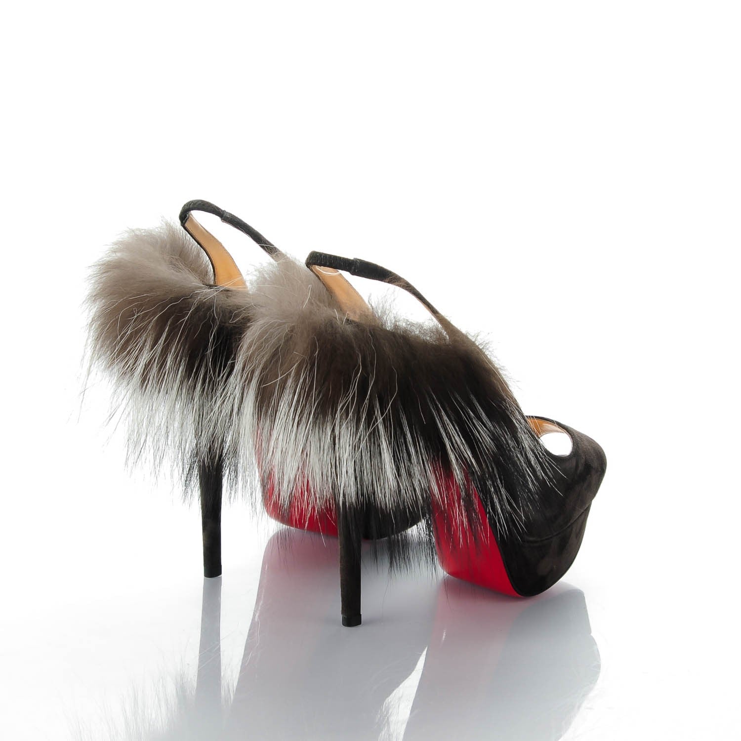 Christian Louboutin Suede Royal Fox Lady Fur 150 Pumps 39.5 Africa Argente 4 of 6