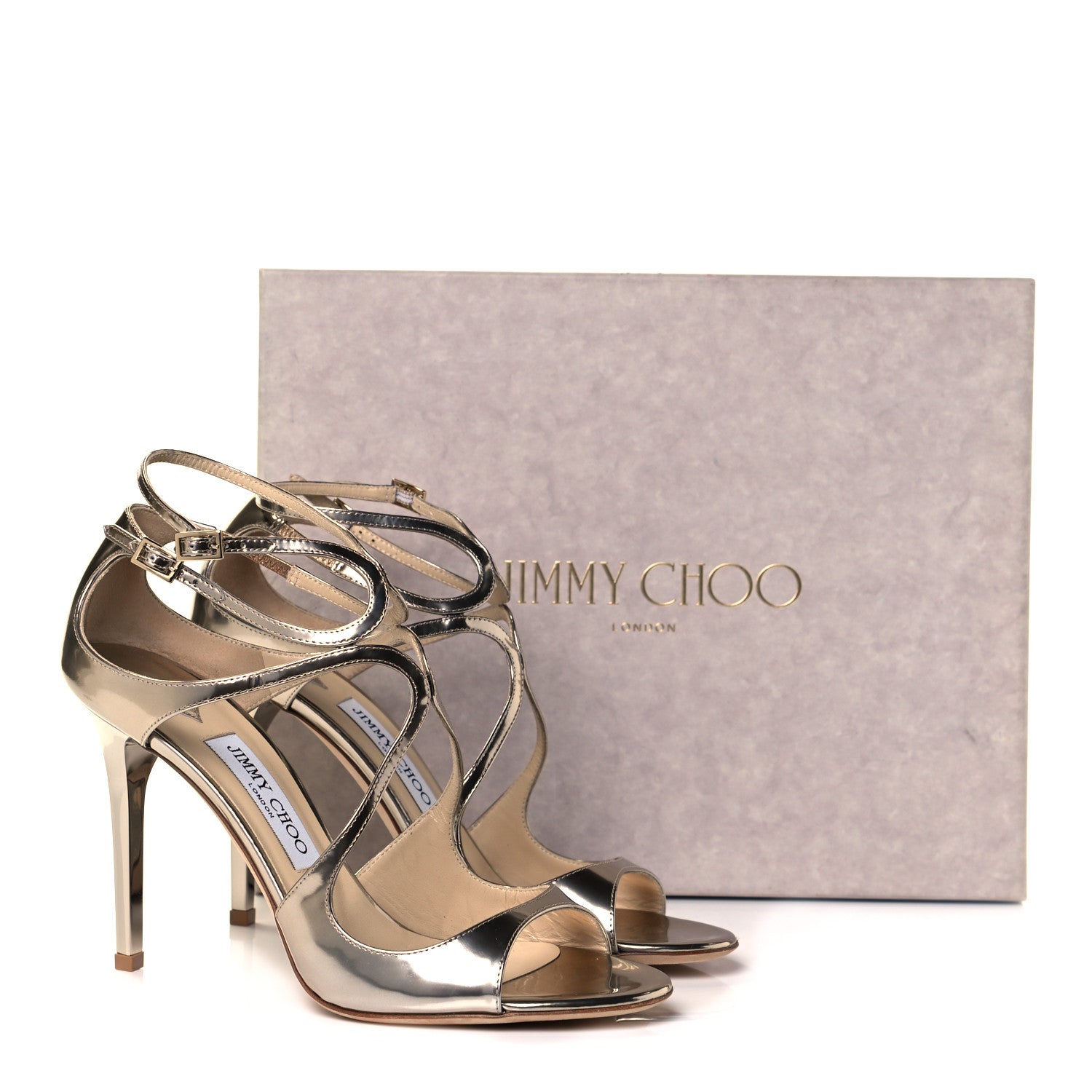 Jimmy Choo Metallic Calfskin Lang Sandals 40 Gold 8 of 8