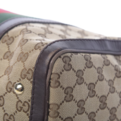 Gucci Monogram Vintage Web Medium Boston Dark Brown 10 of 14