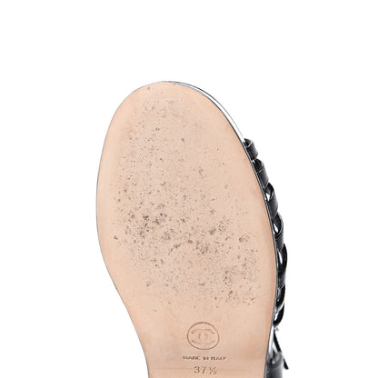 Chanel Patent CC T Strap Platform Wedges 37.5 Black 8 of 11