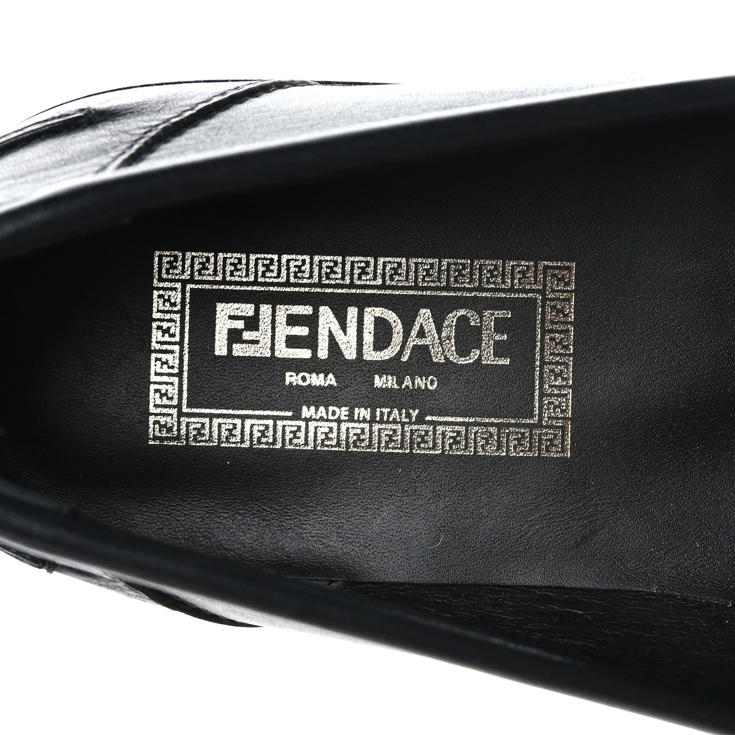 X FENDI Vitello Mens Fendace Mocassino Loafer 6 Black