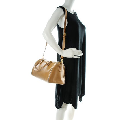 Prada Saffiano Perforated Bauletto Cammello 2 of 10