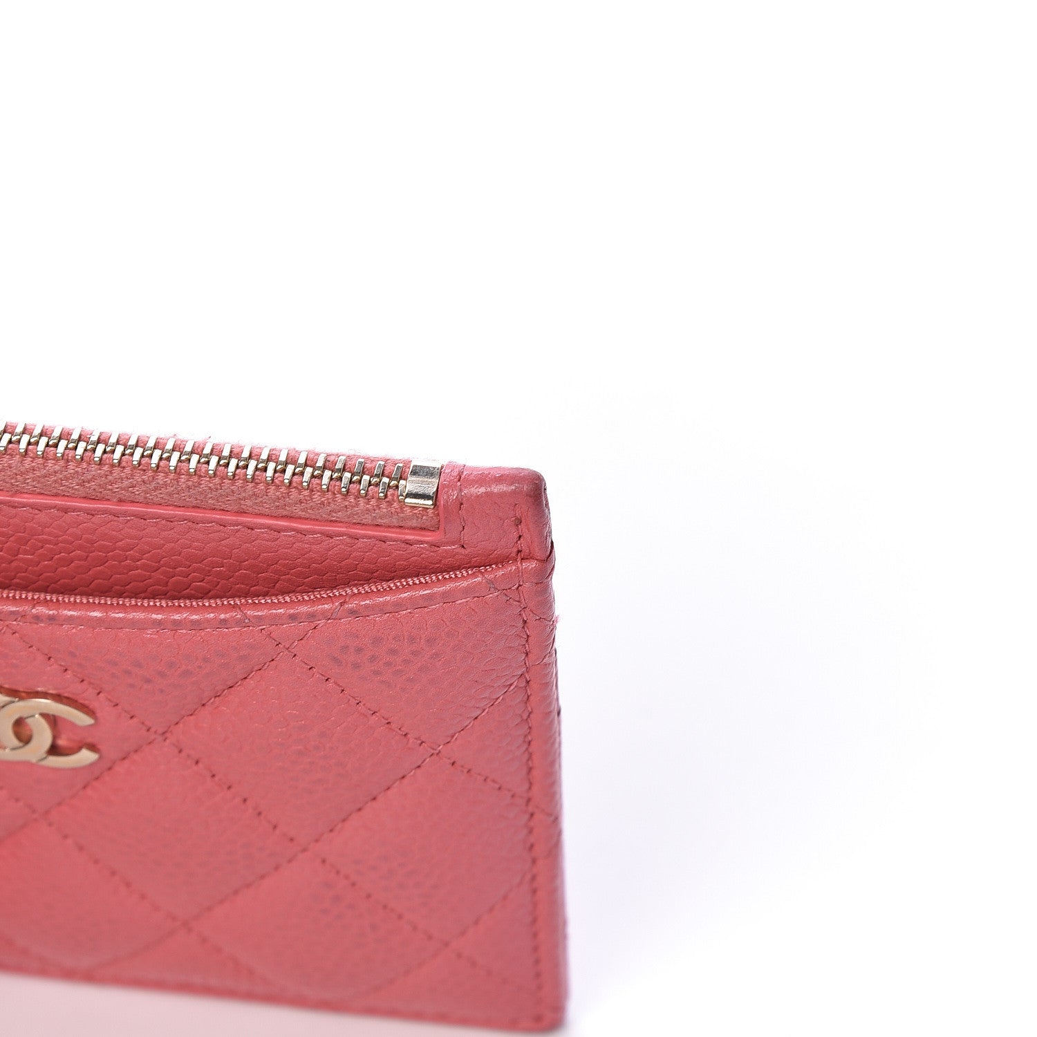 Chanel Caviar Quilted CC Zip Card Holder Pink 8 of 9