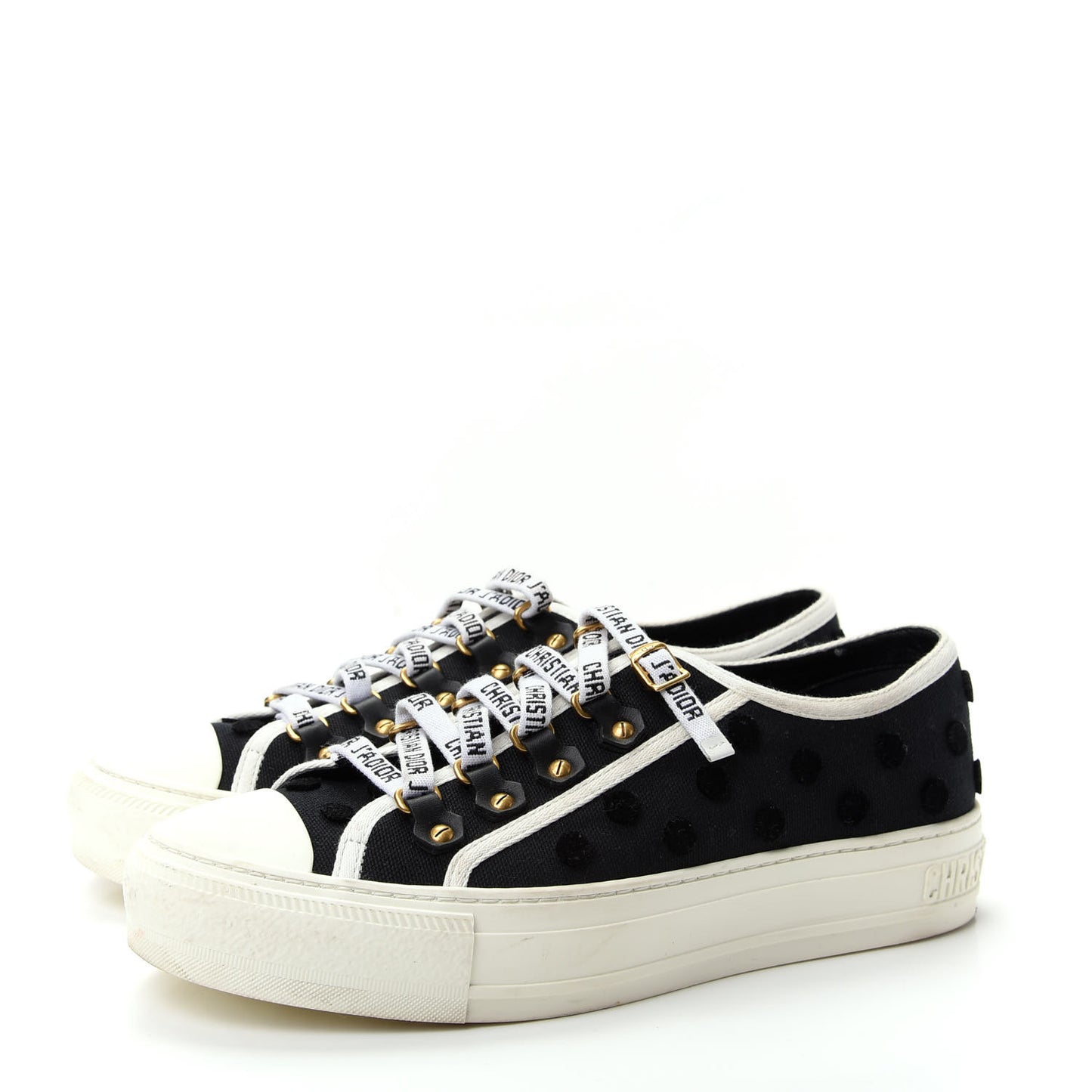Canvas Dot Walk'N'Dior Low Top Sneakers 37.5 Black