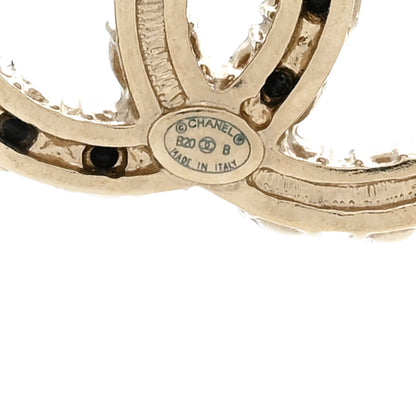 Chanel Crystal Pearl CC Dazzling Domino Earrings Gold Black 3 of 5