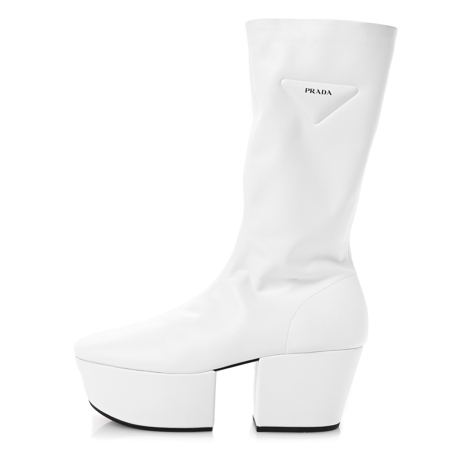 Prada Nappa Tech Logo 70mm Platform Boots 38.5 White 1 of 9