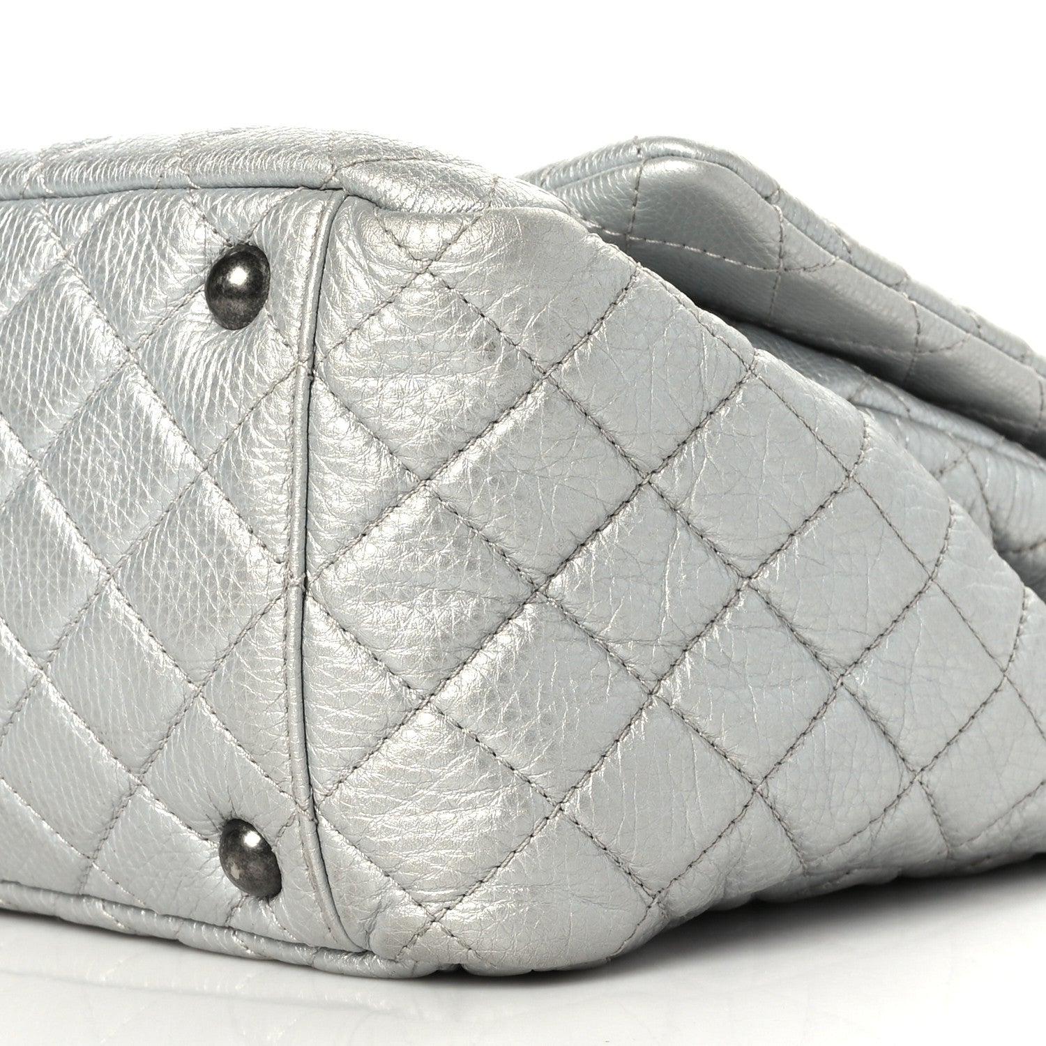 Chanel Metallic Calfskin Quilted XXL Travel Flap Bag Silver 8 of 8