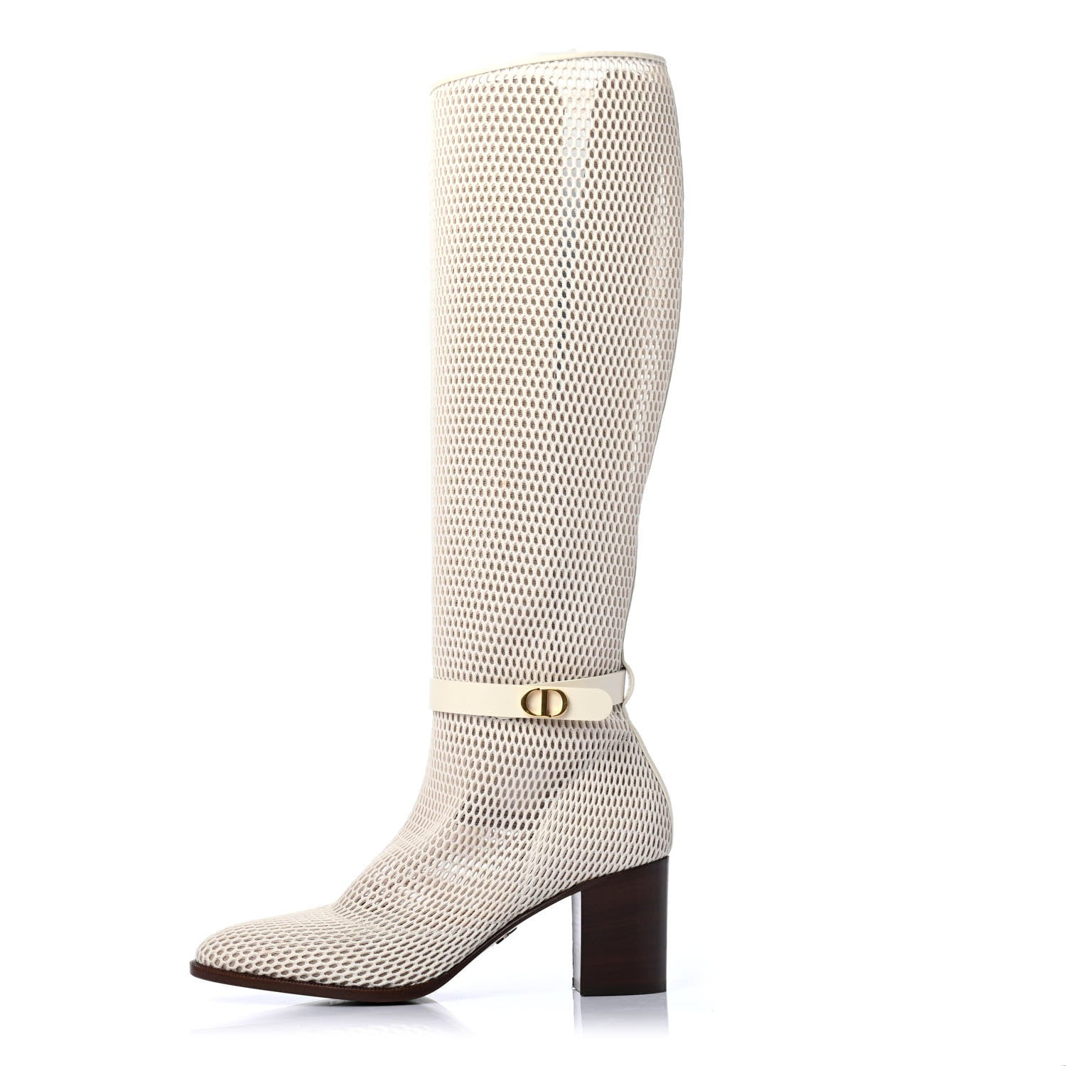 Christian Dior Empriente Mesh Montaigne Knee Boots 37.5 Off White 1 of 4
