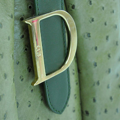 Christian Dior Ostrich Saddle Bowler Green 7 of 12
