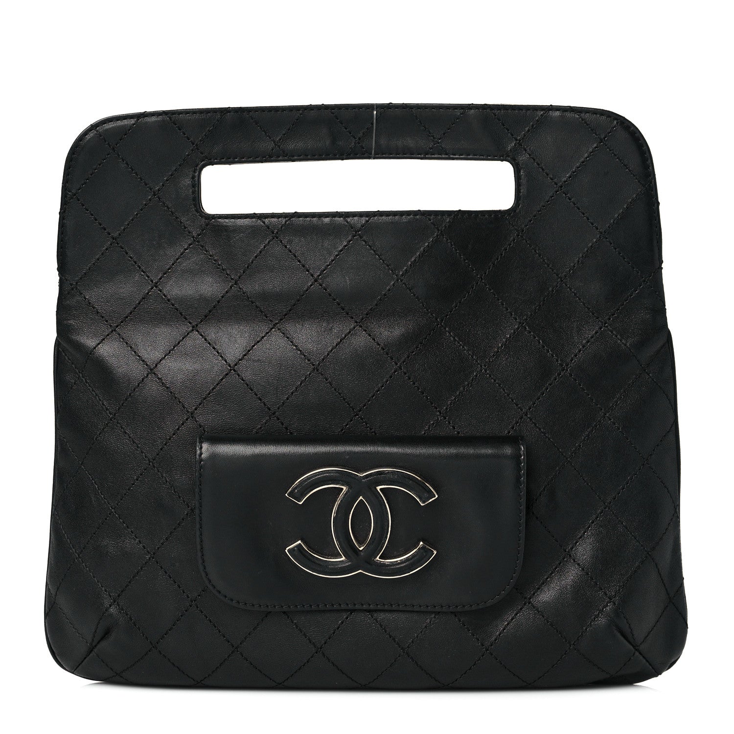 Chanel Calfskin Stitched CC Flap Clutch Black 1 of 15
