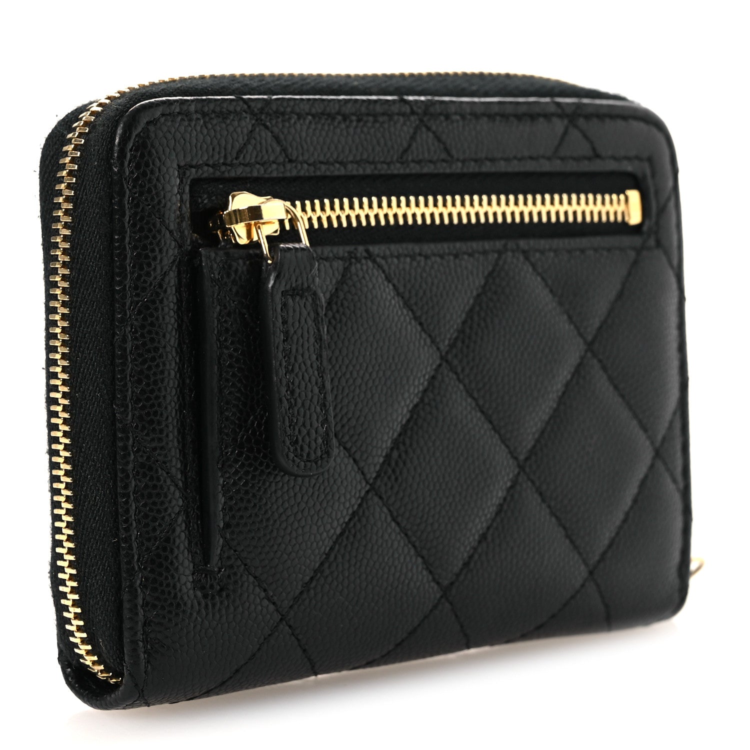Chanel Caviar Quilted Zip Around Coin Purse Black 3 of 9