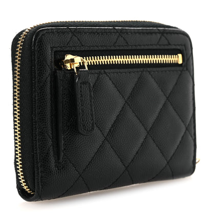 Chanel Caviar Quilted Zip Around Coin Purse Black 3 of 9