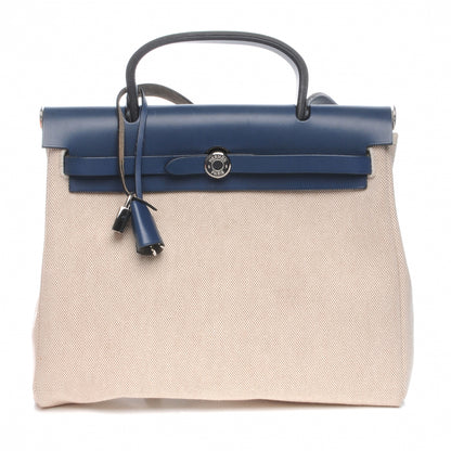 Hermes Toile Herbag PM 30 Navy and Natural 1 of 9