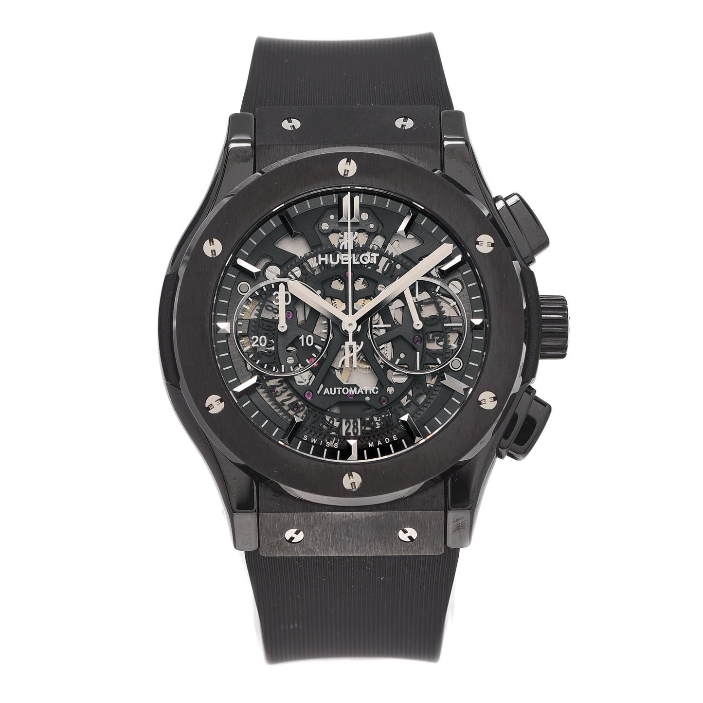Titanium Ceramic Alligator 45mm Classic Fusion Aerofusion Chronograph Automatic Watch Black 525.CM.0170.RX