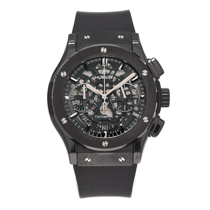 Hublot Titanium Ceramic Alligator 45mm Classic Fusion Aerofusion Chronograph Automatic Watch Black 525.CM.0170.RX 1 of 5