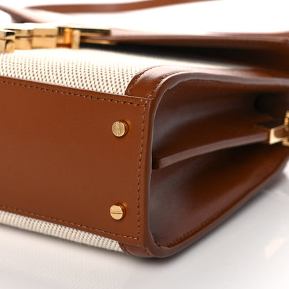Saint Laurent Canvas Calfskin Mini Classic Monogram Cassandra Top Handle Tan Natural 9 of 10