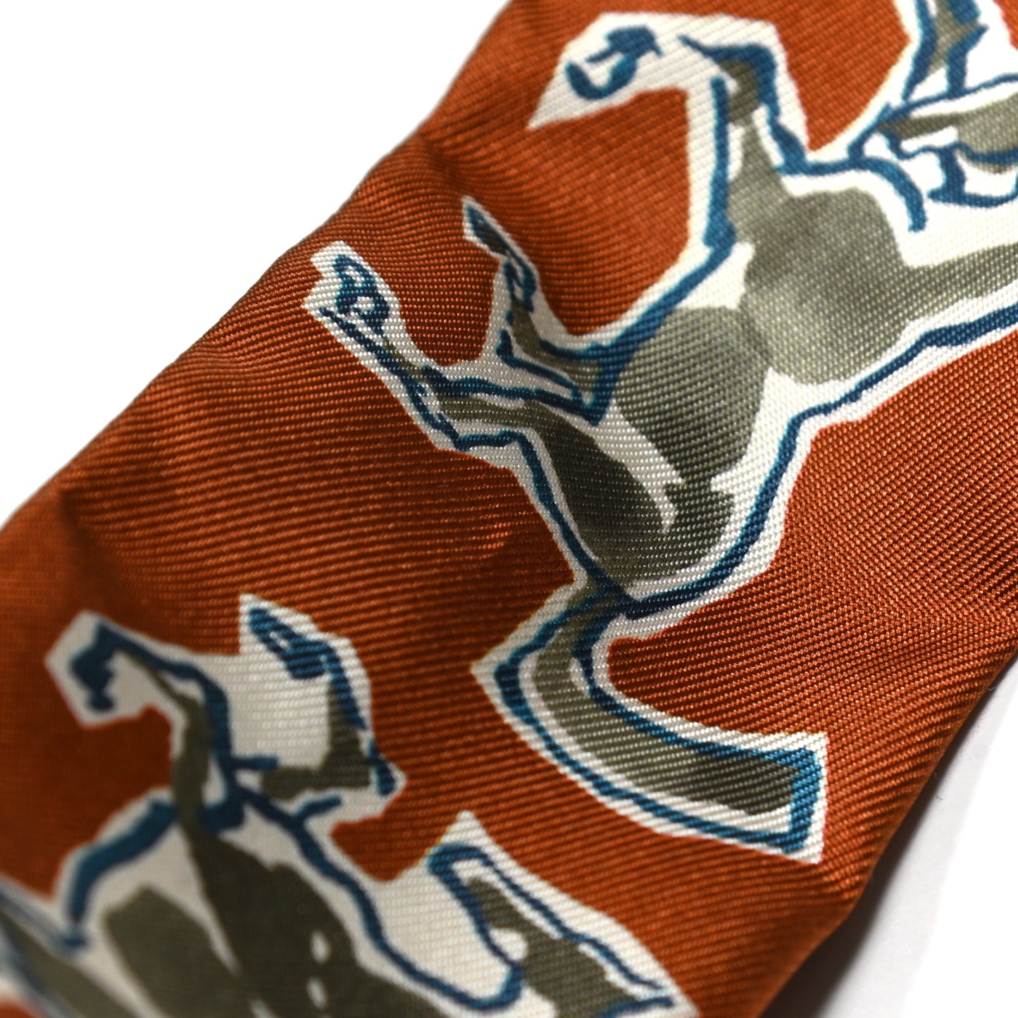 Silk Chevaux En Liberte Twilly Caramel Kaki White