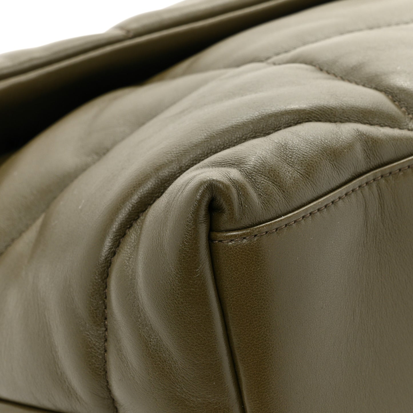 Lambskin Quilted Medium Loulou Puffer Monogram Chain Satchel Seaweed