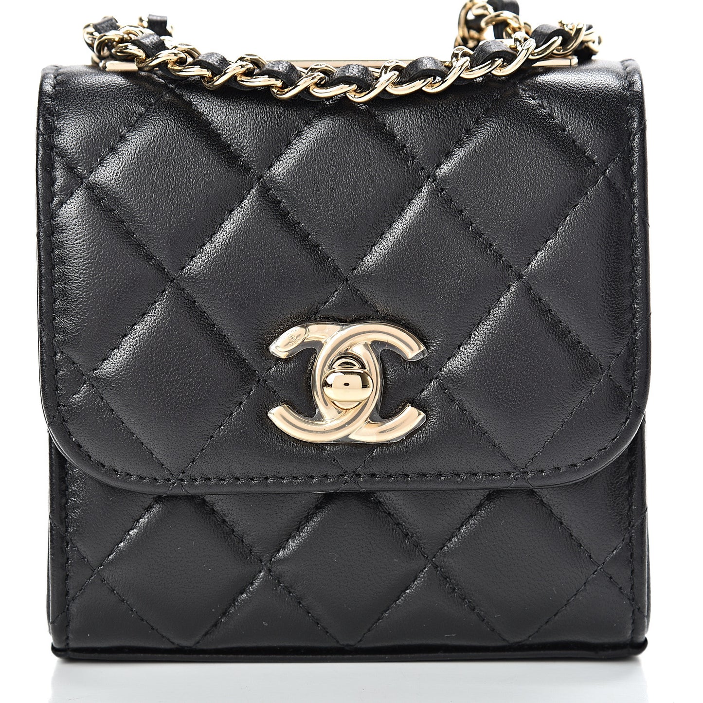 Lambskin Quilted Mini Trendy CC Chain Wallet Black