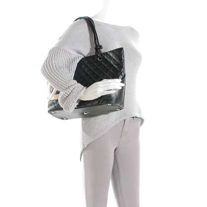 Chanel Calfskin Quilted Large Cambon Tote Black White 2 of 7