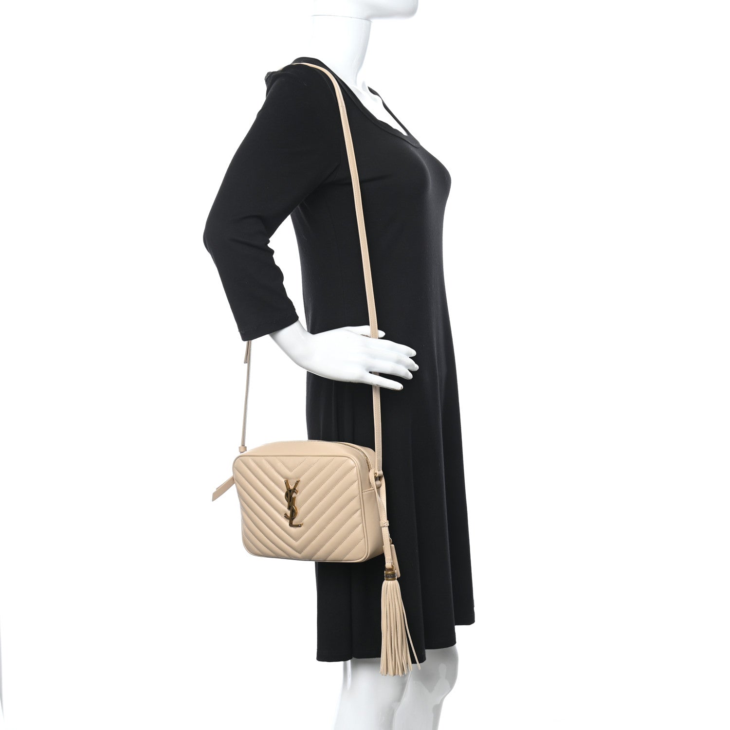 Saint Laurent Calfskin Matelasse Monogram Lou Camera Bag Dark Beige 2 of 10