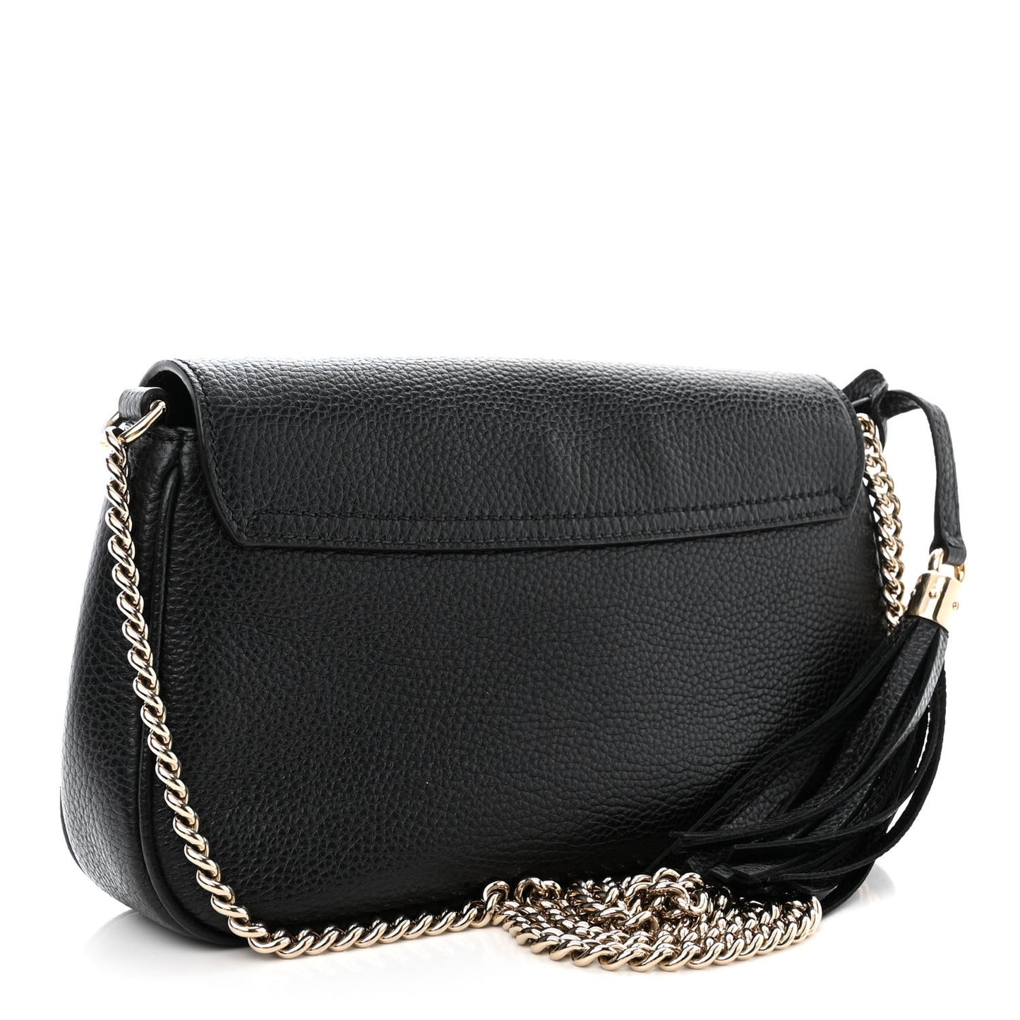 Pebbled Calfskin Medium Soho Flap Crossbody Black